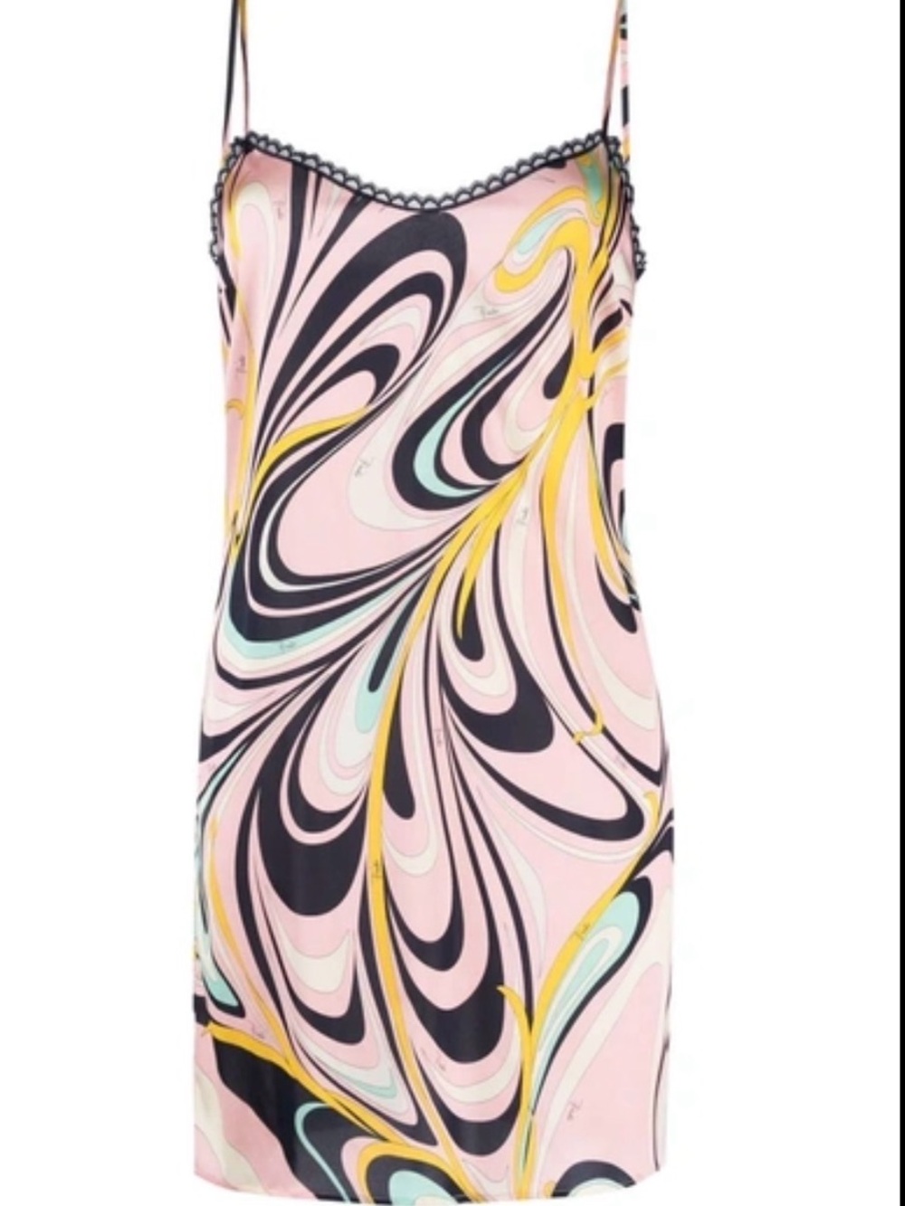 Emilio Pucci Pink, Black & Yellow Swirl Slip Mini Dress size 6 - Picture 1 of 6